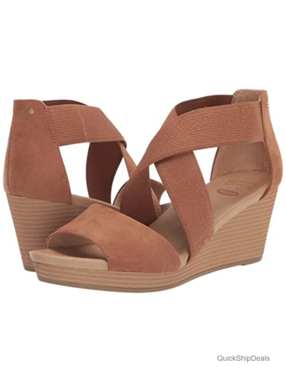 Strappy Wedge Sandals with Stretch Criss Cross Straps and Cushioned Footbed